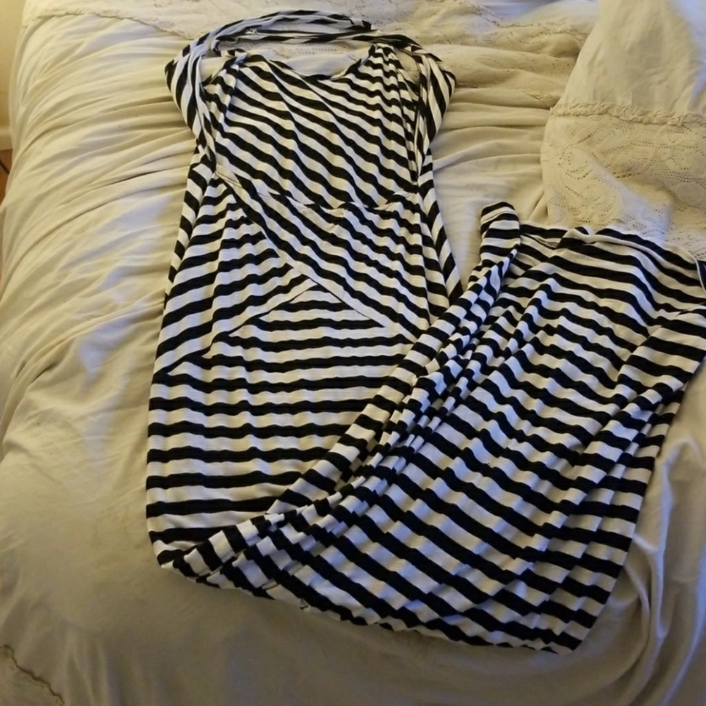 Striped maxi dress with cut out back
